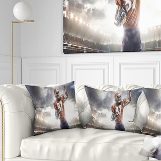 Designart CU7296-12-20 American Footballer in Action Sport Lumbar Cushion Cover for Living Room Sofa Throw Pillow 12 in in x 20 in Insert Printed On Both Side 